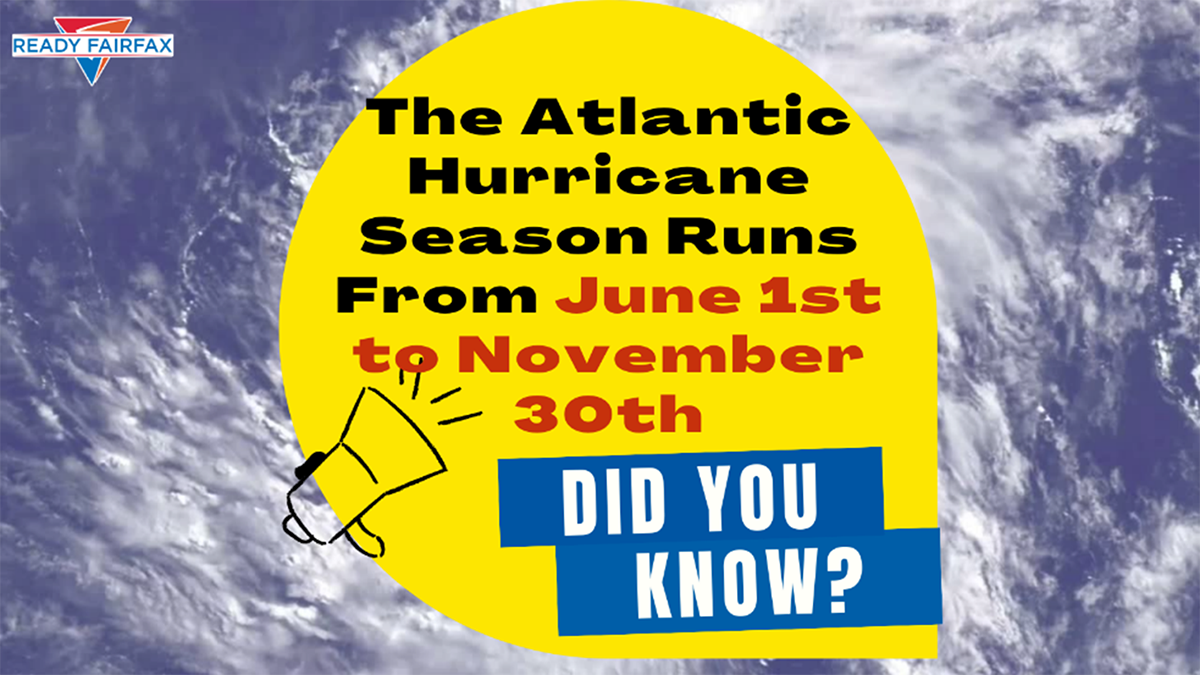 Graphic stating that the Atlantic Hurrican Season Runs from June 1 to November 30.