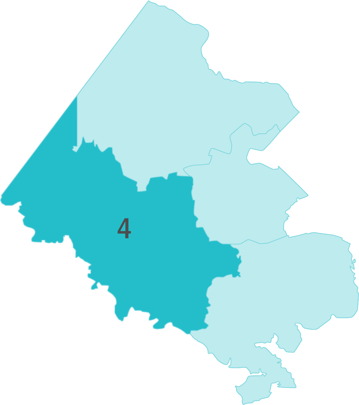 Fairfax County map with Region 4 area highlighted